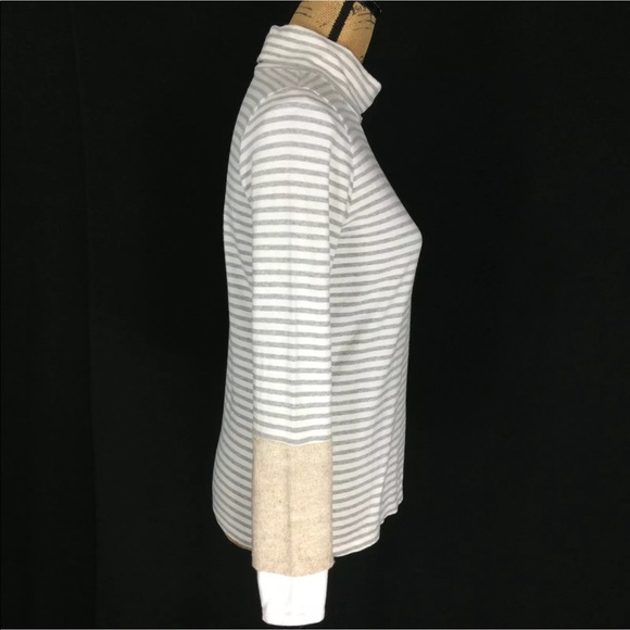 Studio Clip Top S Turtleneck White Gray Stripe - Picture 2 of 5